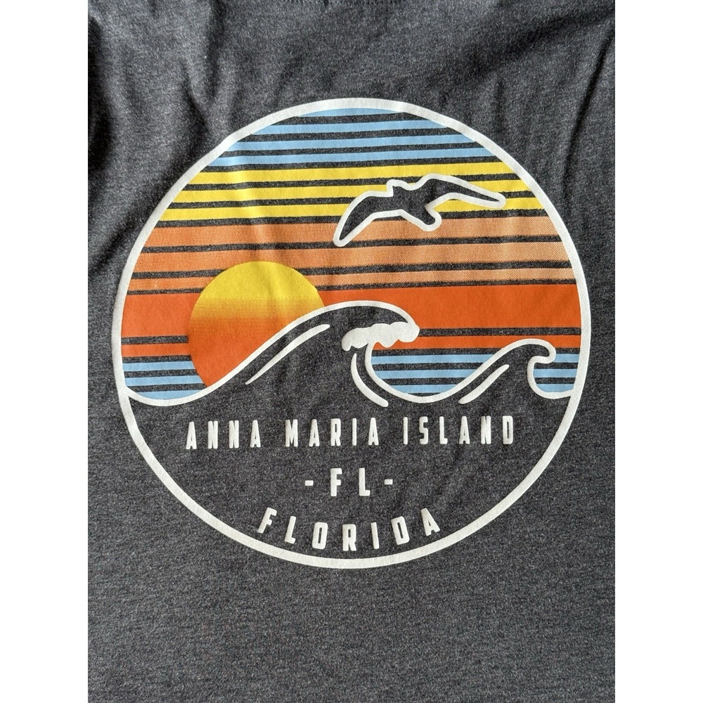 Anna Marie Island T-Shirt With Pocket Short Sleeve Ladies M Gray Florida Ocean